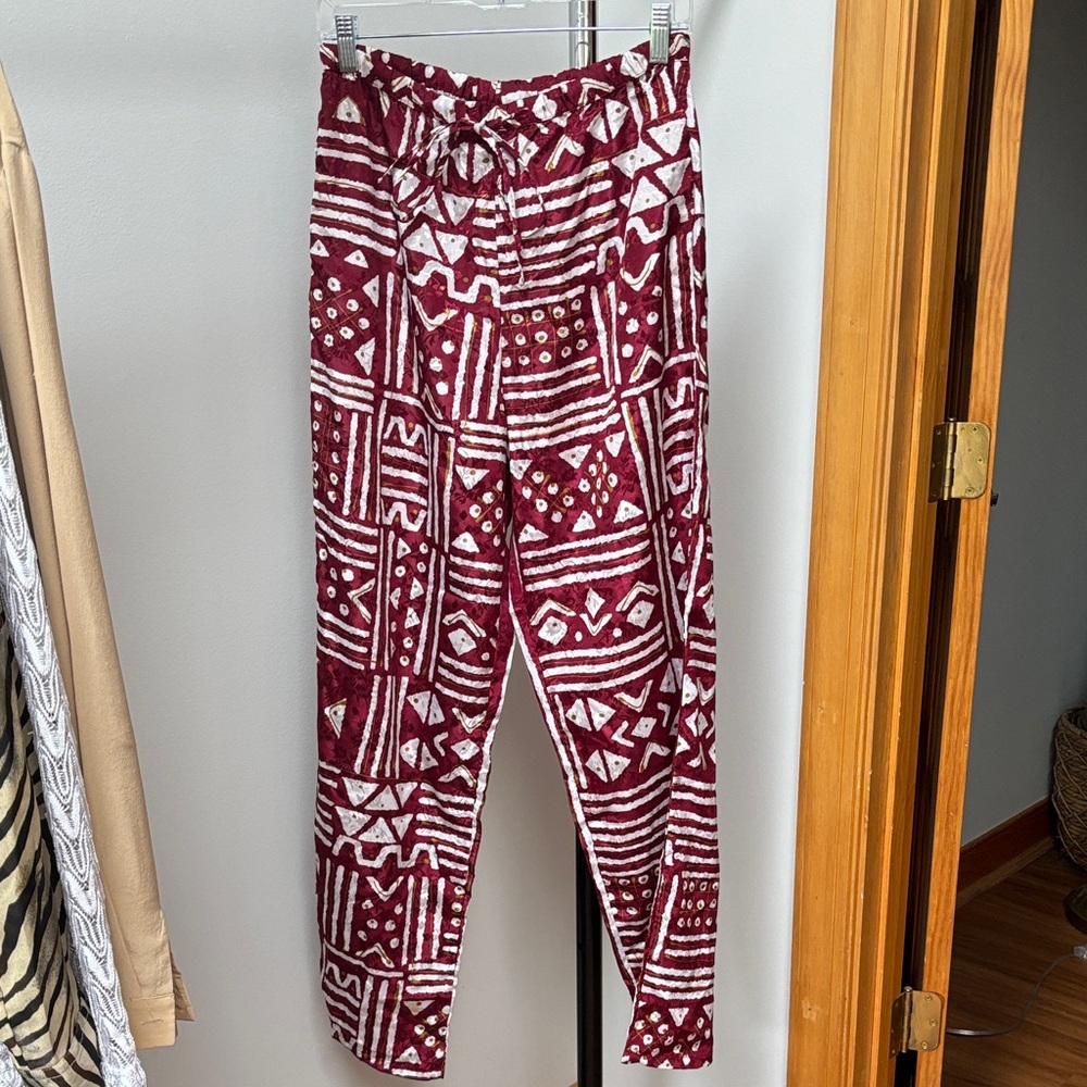 Vintage Ashro Burgundy and White Patterned Pants